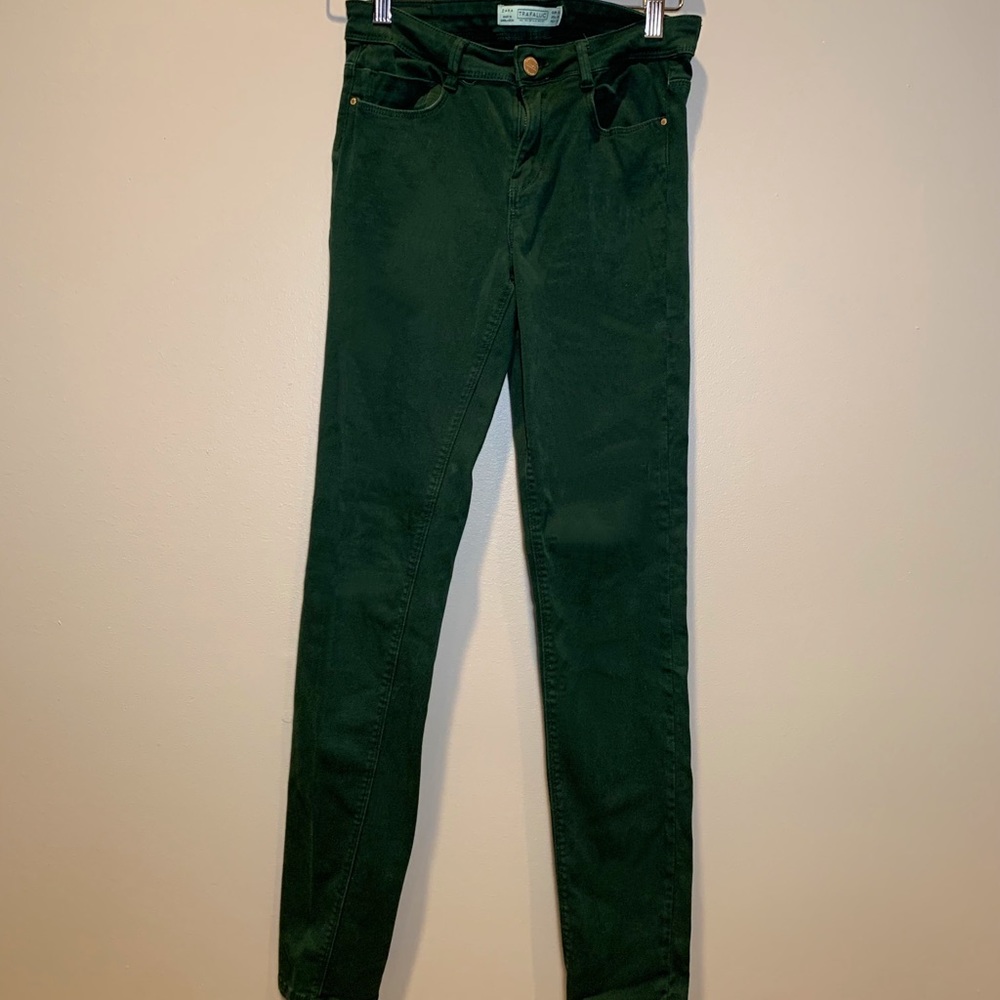 Dark green Zara Trafaluc skinny jeans